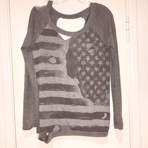 Chaser Stars and Stripes Pullover Long Sleeve Tee